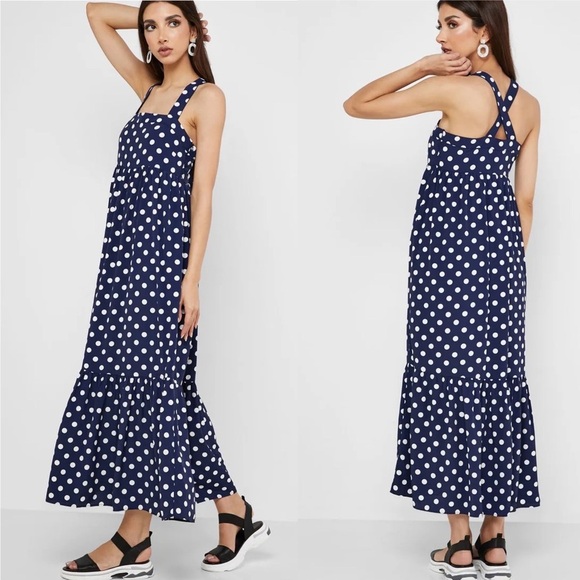 Tuckernuck Dresses & Skirts - Tuckernuck || English Factory Polka Dot Cross Back Maxi Dress Blue Small NWT